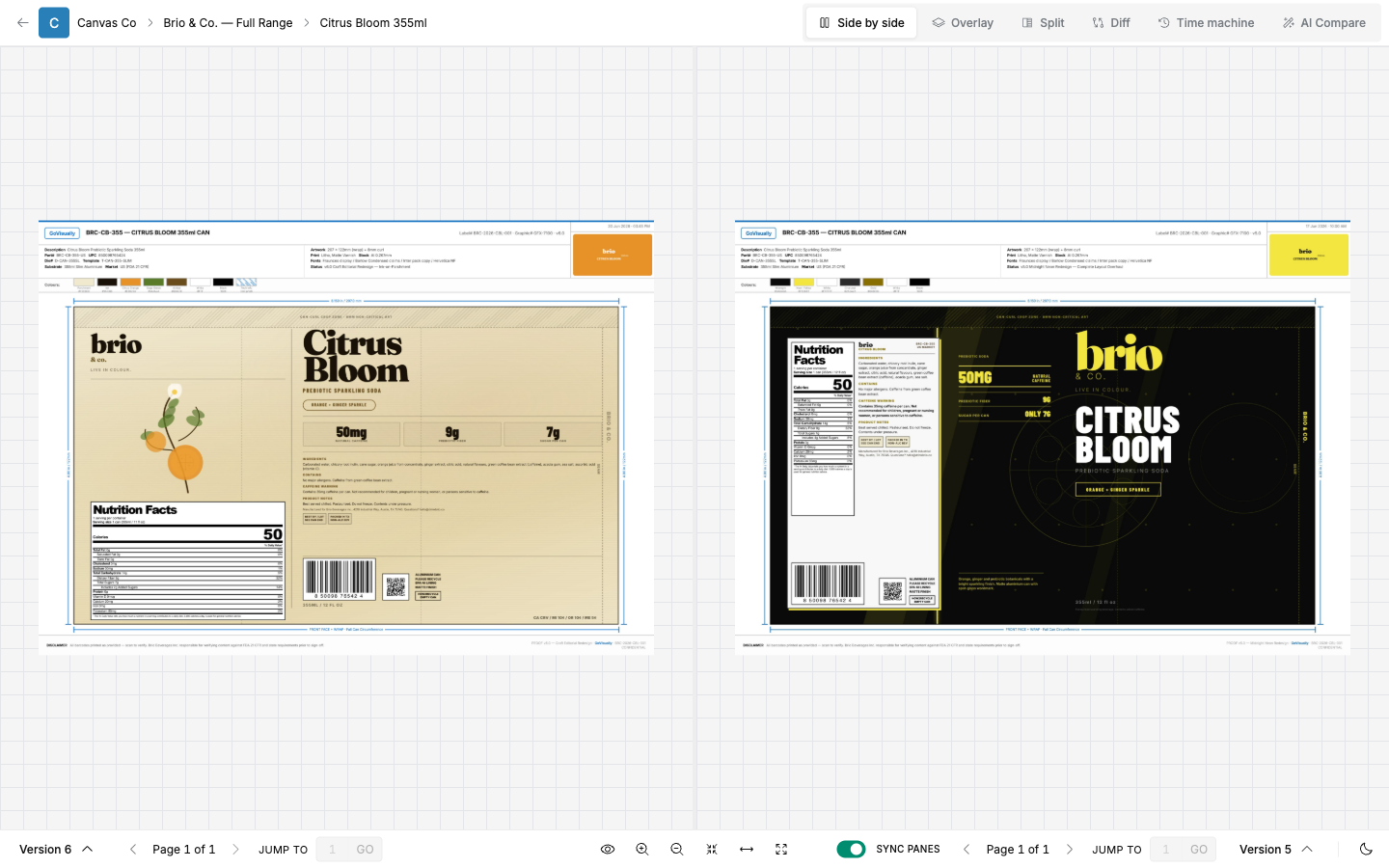 SCREENSHOT: The compare screen toolbar with the five mode buttons